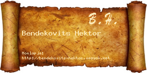 Bendekovits Hektor névjegykártya